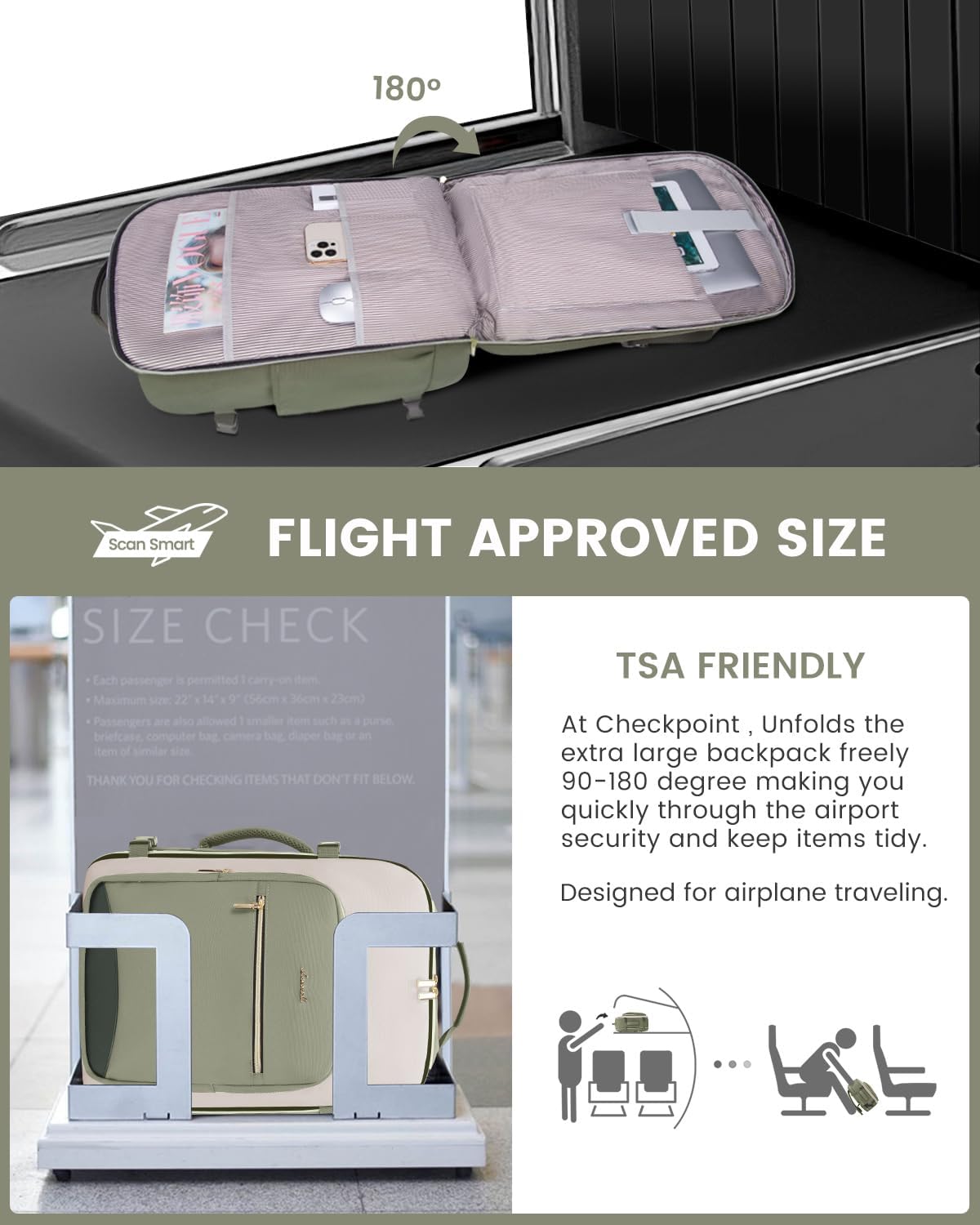 Versatile 40L Travel Backpack – Purple-beige-black Edition with 3 Packing Cubes & Laptop Space