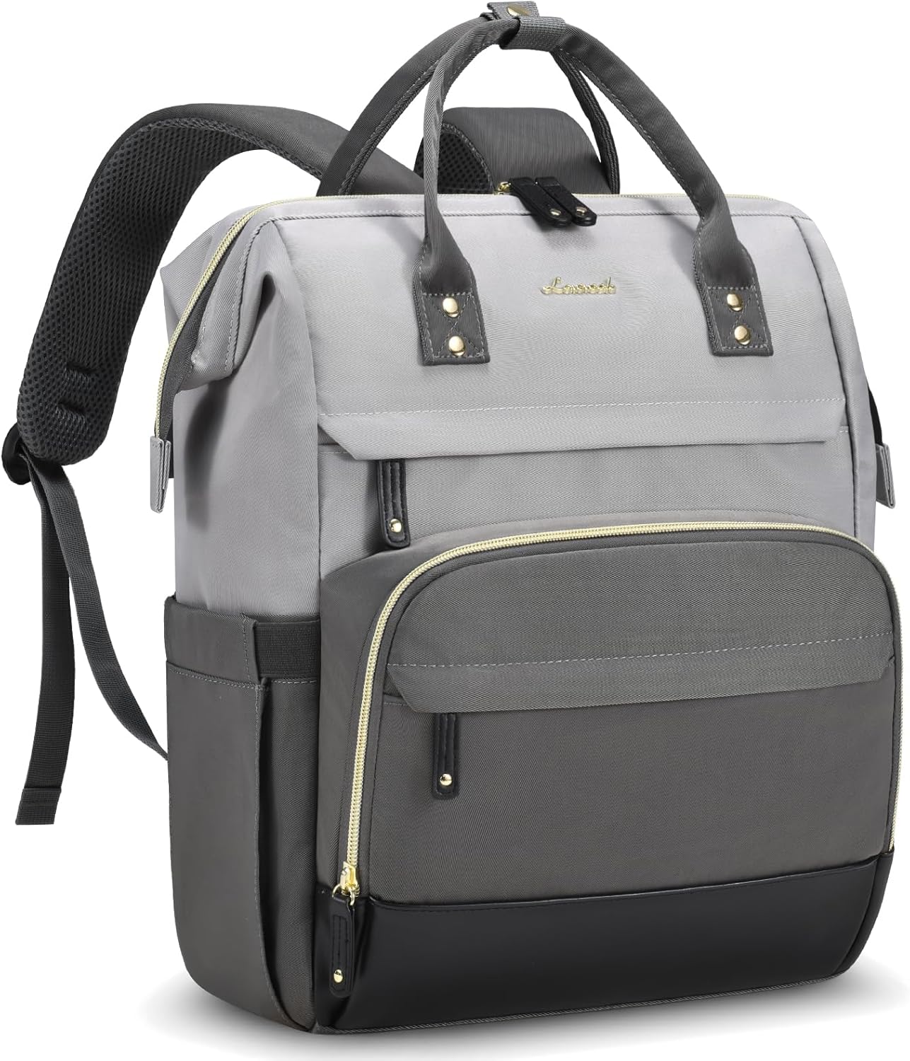 Dark Gray-light Gray Bookbag for Women – 15.6'' Waterproof Laptop Backpack with Charging Port