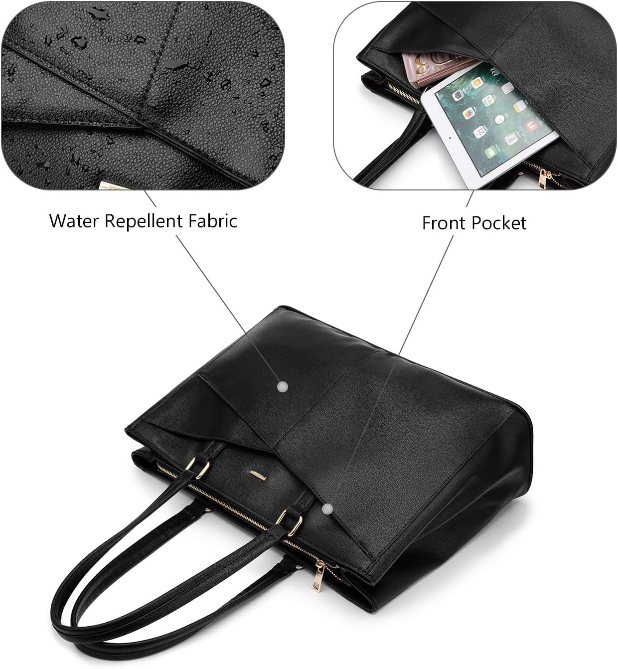 Chic Purple Laptop Tote – 15.6'' Waterproof Leather Bag for Work & Travel