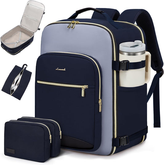 Weekend-Ready Backpack – Ink Blue-grey Blue-black Waterproof 40L Bag with Packing Cubes & Laptop Sleeve