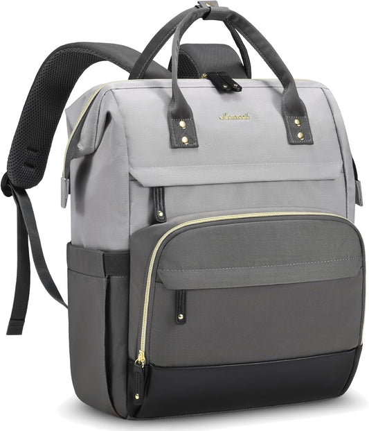 Dark Gray-light Gray Bookbag for Women – 15.6'' Waterproof Laptop Backpack with Charging Port