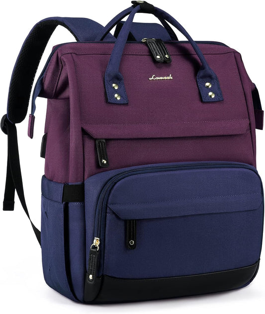 Stylish Purple-blue-black Nurse Work Bag – Large Capacity 15.6 Inch Laptop Backpack for School